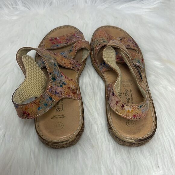 Spring Step Tadell Tan Color Flecked Strappy Sandals Sz 41/US 9.5-10 - Picture 3 of 7